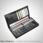 Crocodile-Embossed Leather Long Wallet Open – HBBT