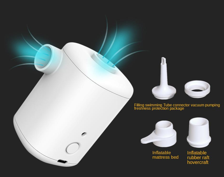 Portable Electric Air Pump | 3000mAh, 650L/min, Type-C, 4 Nozzles, Swimming & Camping