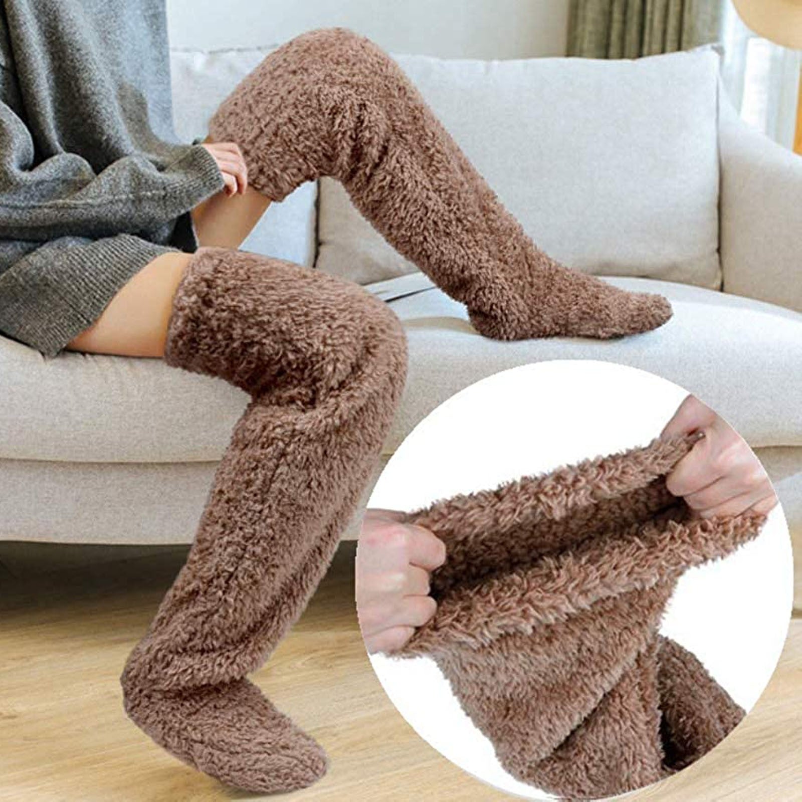 Women's Anti-Slip High-Tube Sleeping Socks | Leg Warmer, One Size, 4 Colours | HOORIVA