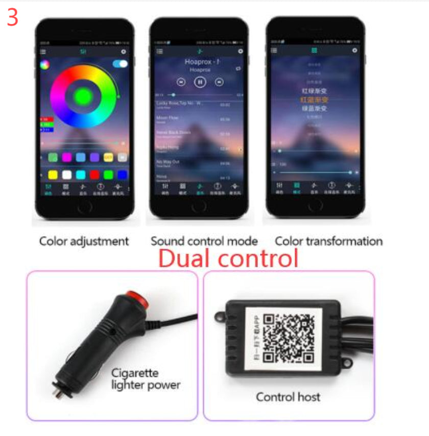 طقم إضاءة داخلية من الألياف الضوئية للسيارة | تطبيق RGB ومزامنة الموسيقى شرائط LED داخلية | HOORIVA