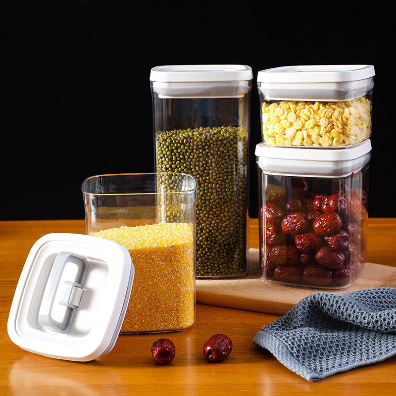 Stackable Airtight Pantry Canister – Clear Square Food Storage Container with Flip-Lock Lid (550ml / 1300ml / 2000ml)