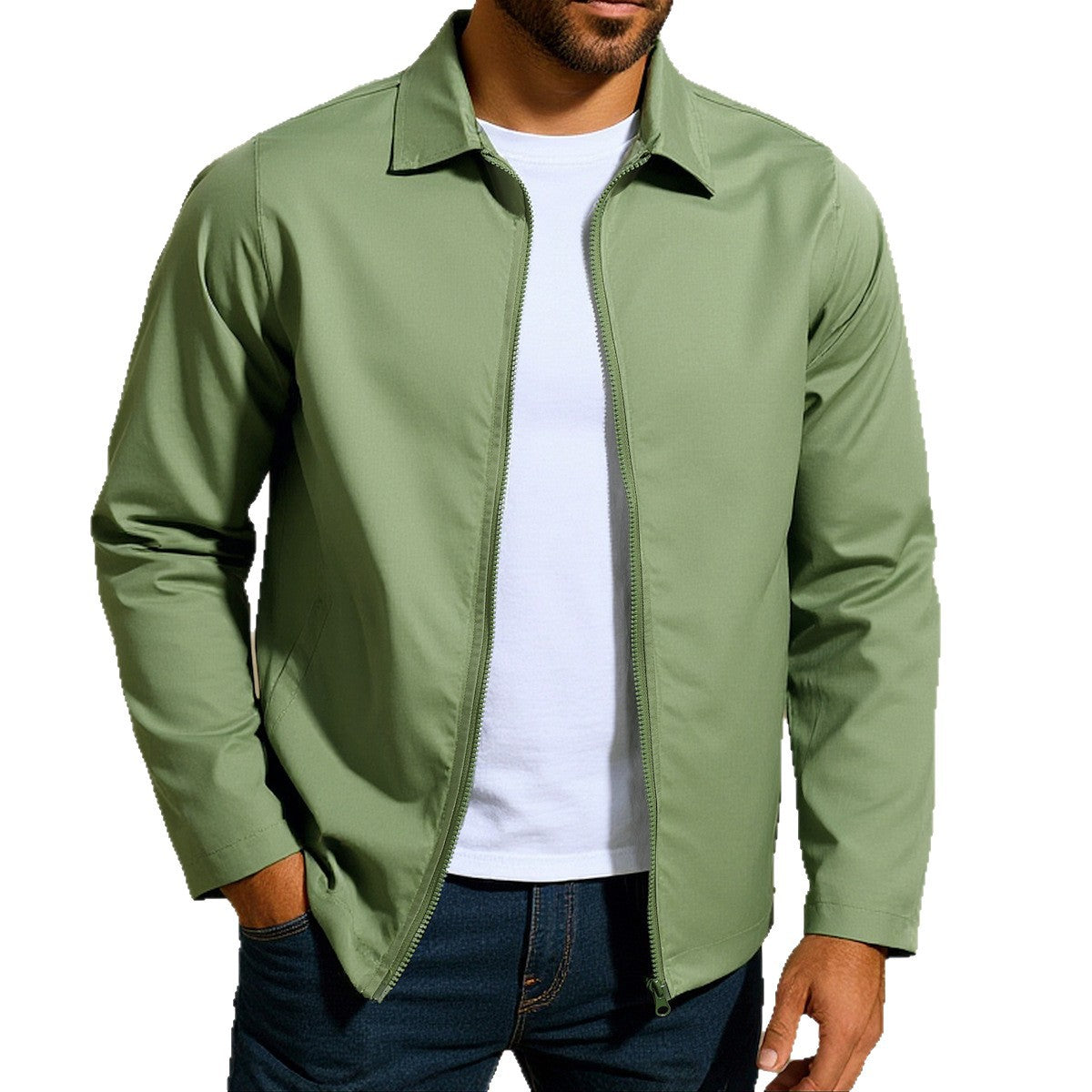 Men's Zipper Raglan Sleeve Cardigan Jacket – Polyester Blend | 4 Colours | S–XXXL | Hooriva
