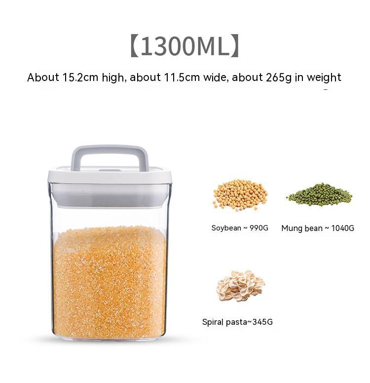 Stackable Airtight Pantry Canister – Clear Square Food Storage Container with Flip-Lock Lid (550ml / 1300ml / 2000ml)