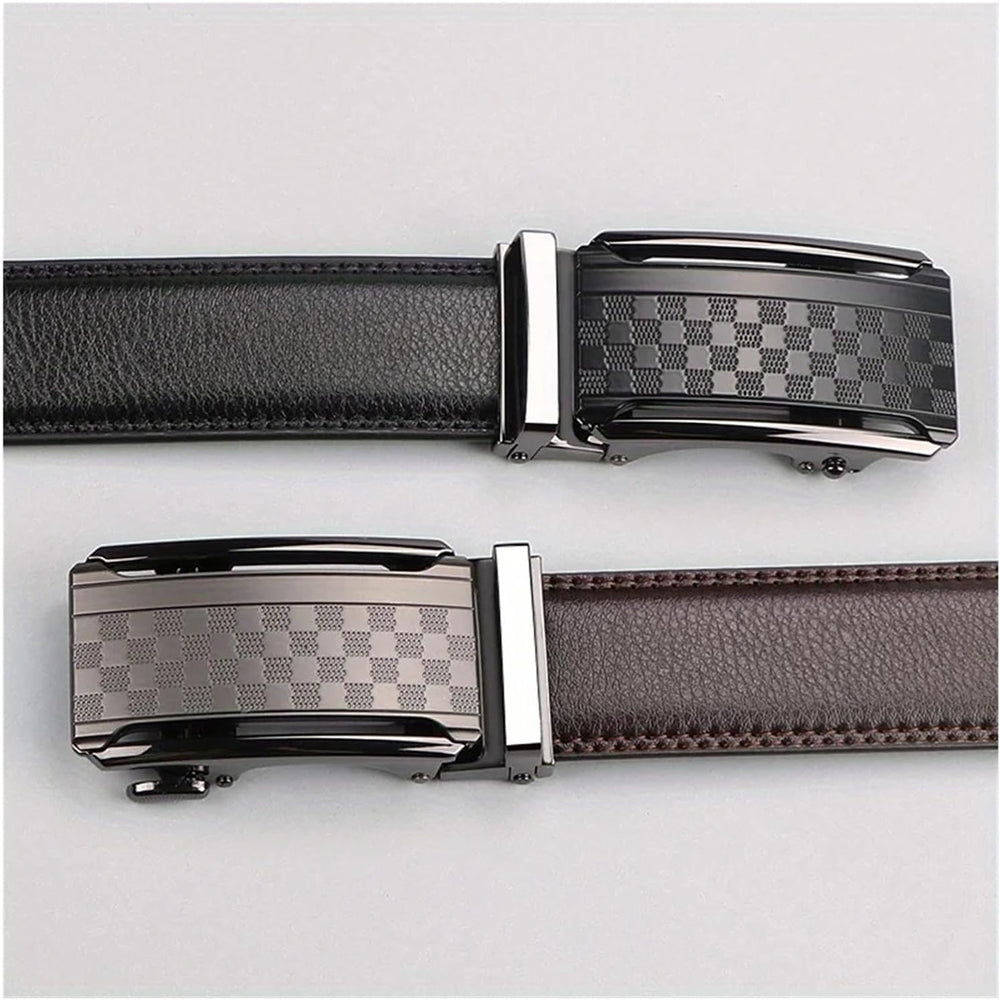 Men's Full Grain Leather Belt – Anti-Scratch Ratchet Buckle | Black & Brown | 110–130cm | Formal & Casual | Hooriva