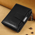 Men's Genuine Cowhide Leather Wallet – Retro RFID Anti-Theft Bifold & Trifold with Coin Pocket