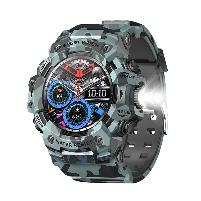 Outdoor Sport Smart Watch – IP68 Waterproof | Heart Rate Monitor & Camouflage Design
