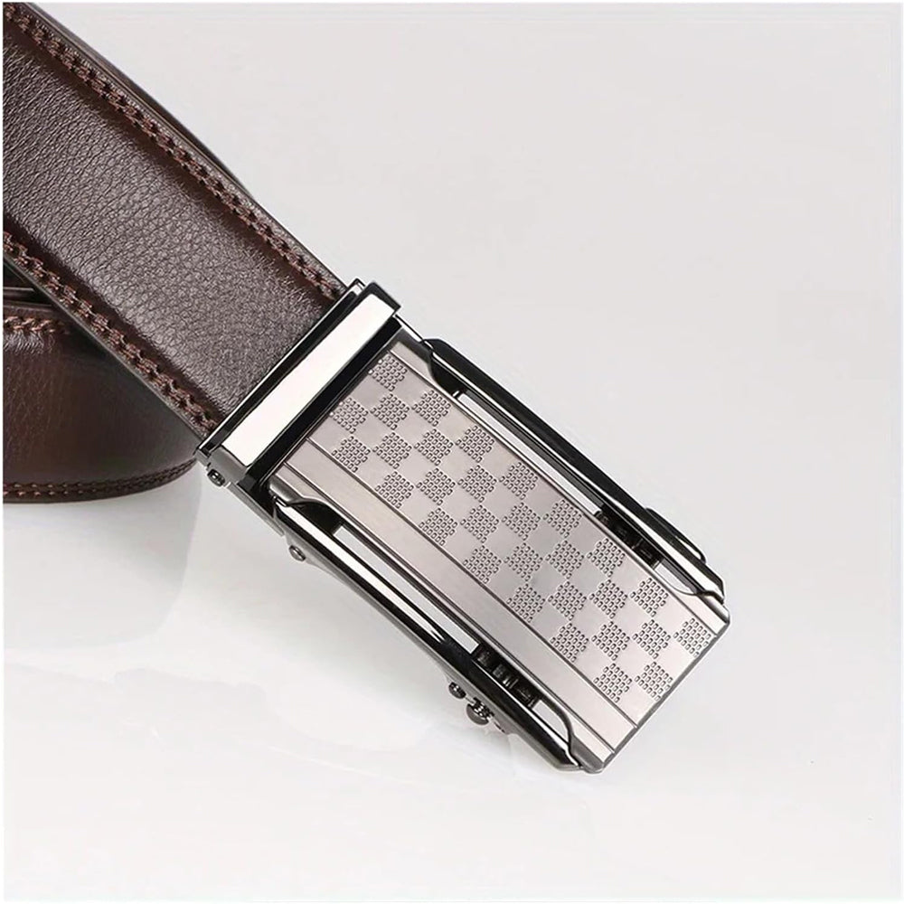 Men's Full Grain Leather Belt – Anti-Scratch Ratchet Buckle | Black & Brown | 110–130cm | Formal & Casual | Hooriva