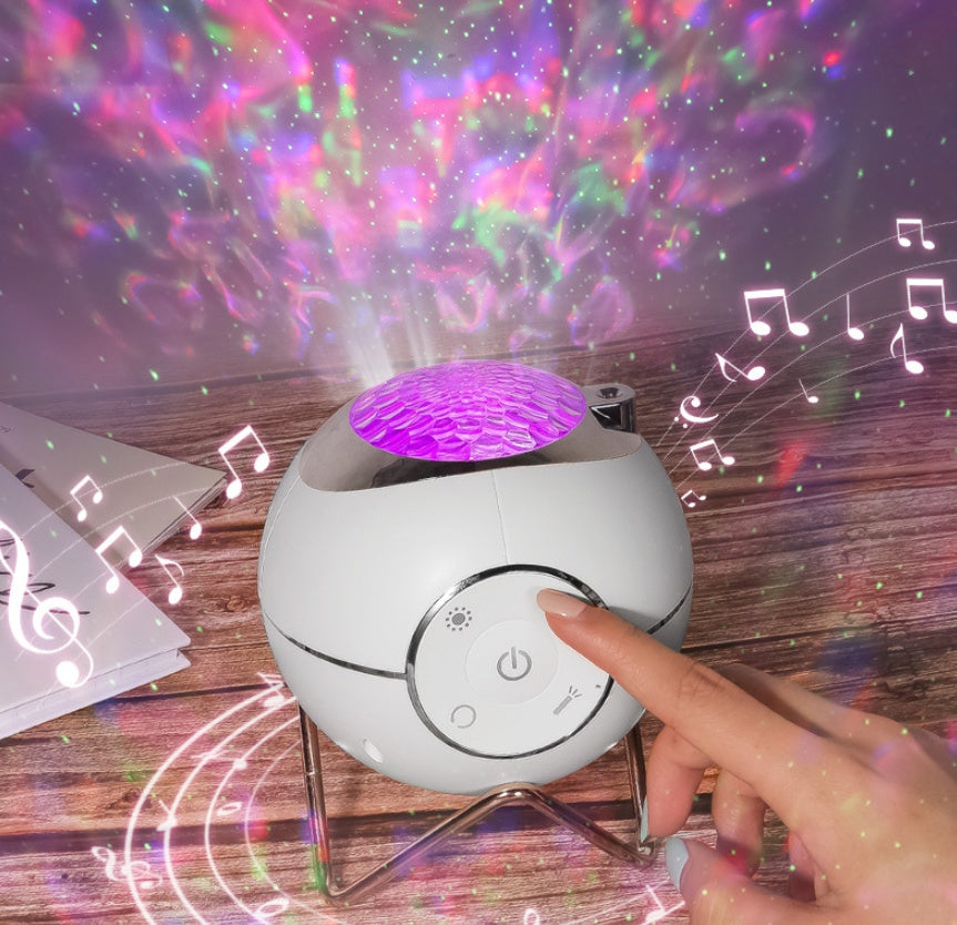 Aurora Planet Projector Night Light – Rotating Galaxy Lamp with Music