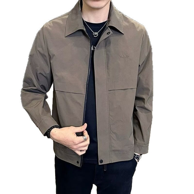 Men's Minimalist Lapel Workwear Jacket | Loose Fit, Cotton Blend, Acetate Lined | HOORIVA