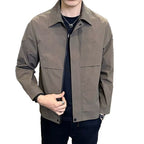 Men's Minimalist Lapel Workwear Jacket | Loose Fit, Cotton Blend, Acetate Lined | HOORIVA