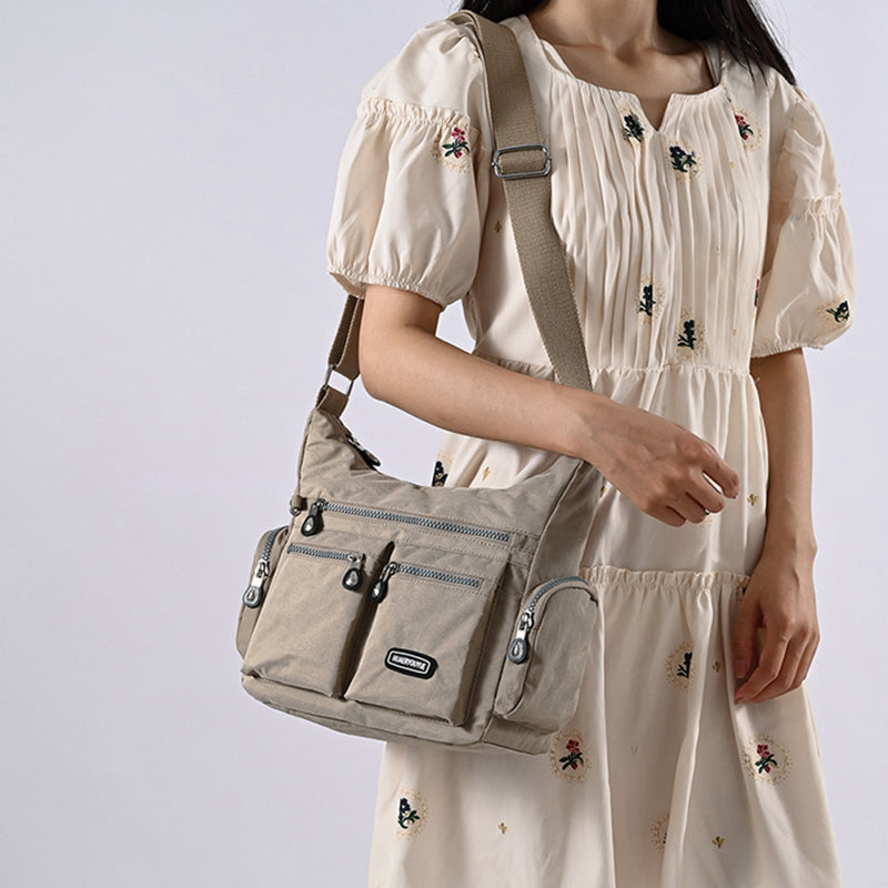 Women's Waterproof Nylon Crossbody Bag – Retro Messenger Shoulder Bag with Multi-Pockets