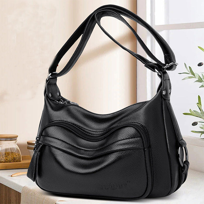 Women's Large Capacity Shoulder Bag – Soft PU Leather Crossbody Tote Handbag