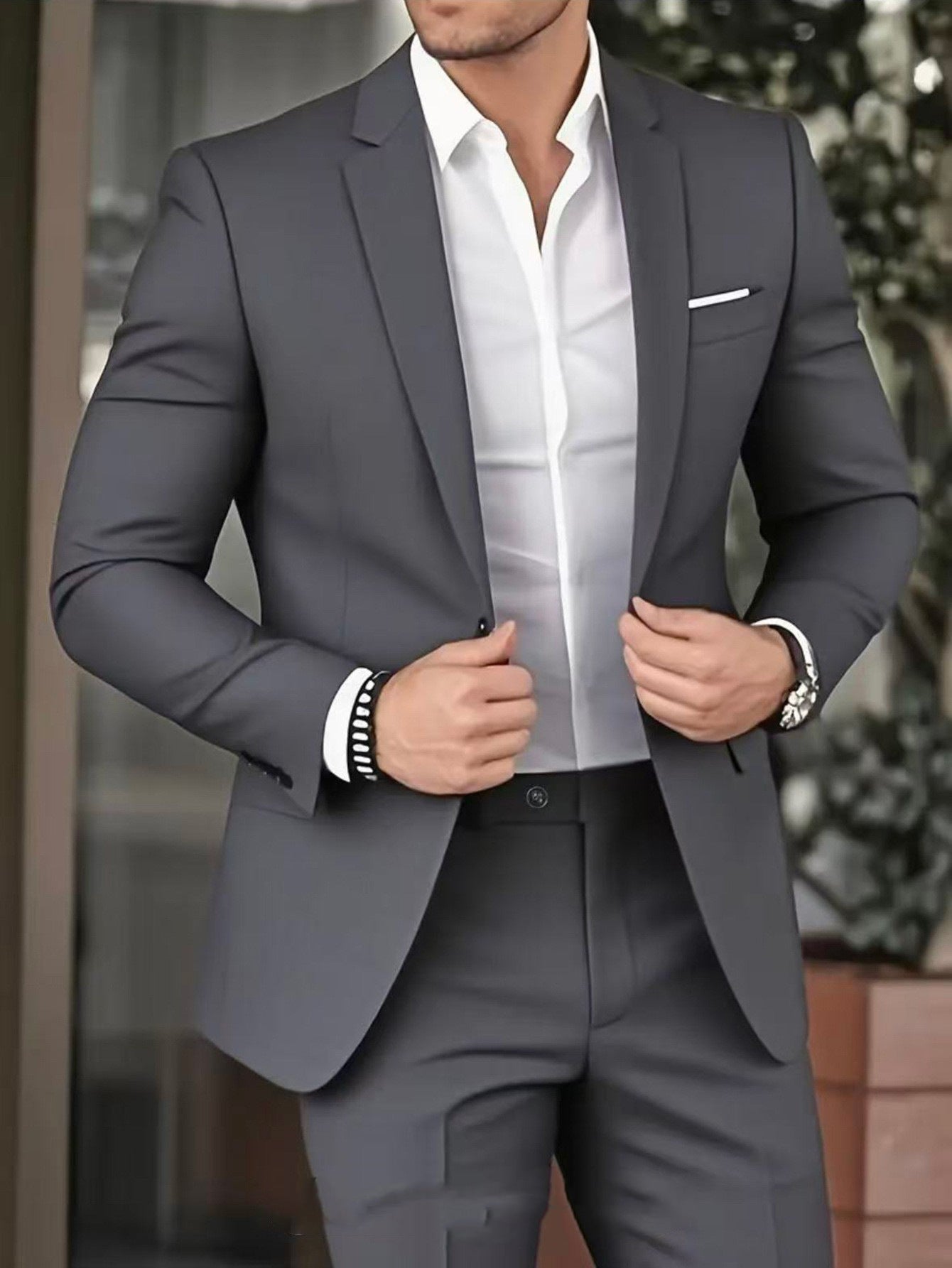 Men’s Slim-Fit Formal Suit Set – Jacket & Trousers | Banquet, Wedding & Business | S–5XL