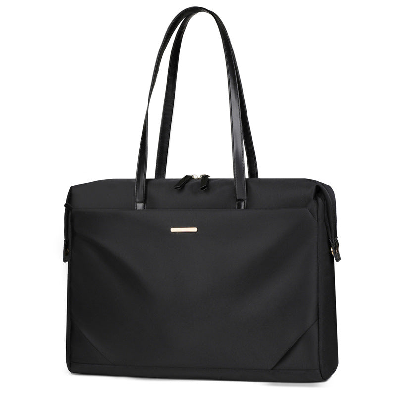 14 Inch Oxford Cloth Laptop Shoulder Bag — Urban Minimalist, 3D Pocket, Black, Gray & Off-White