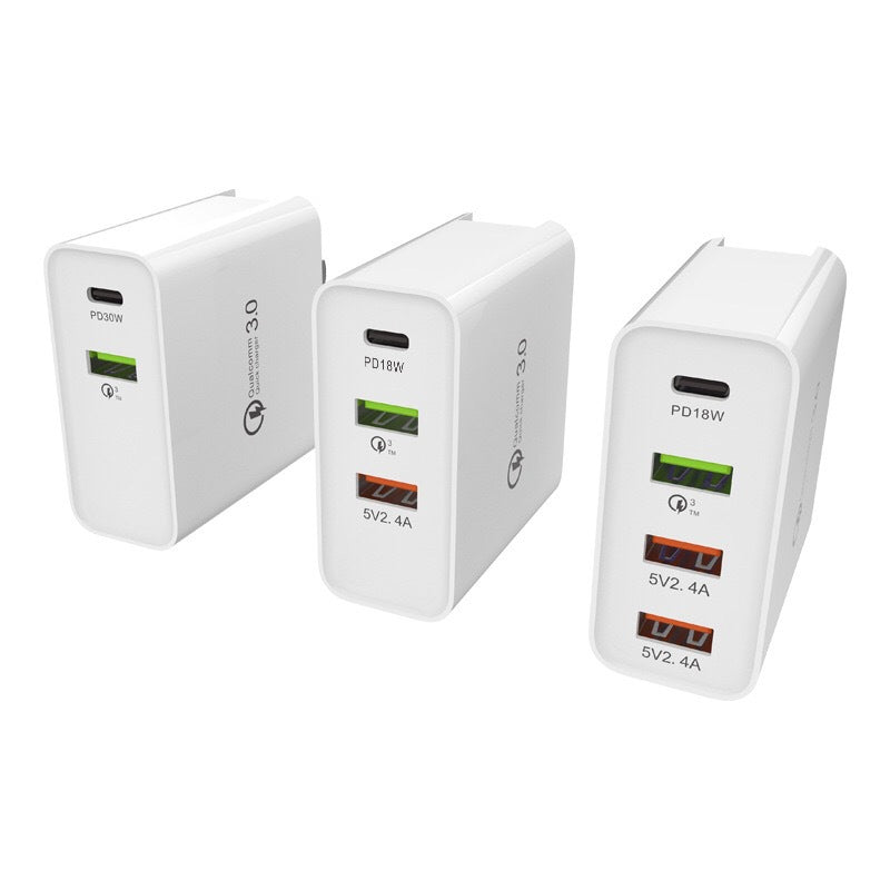 Fast Charge Phone Charger – 4-Port PD & QC USB Wall Charger