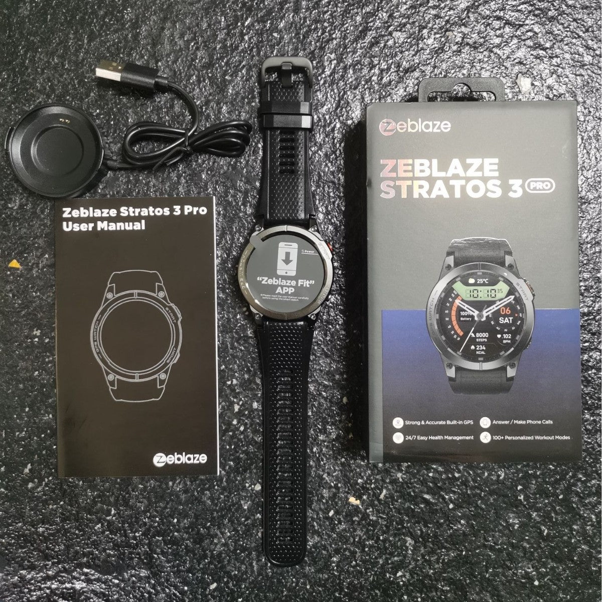 الساعة الذكية Stratos3 Pro | نظام تحديد المواقع، شاشة AMOLED، معدل ضربات القلب، تتبع النوم والحركة