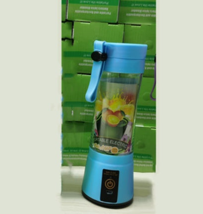 6-blade stainless steel motor crushing fruit in a portable blender