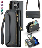 Crossbody Wallet Phone Case | Zipper Leather Samsung Case with Strap