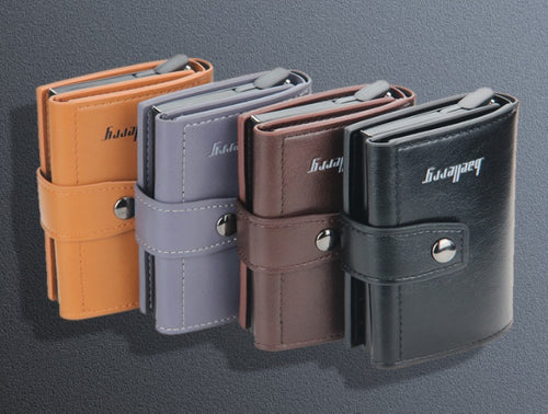 Baellerry Men's PU Leather Magnetic Buckle Money Clip Wallet – Card Slots, Photo & Cheque Slot