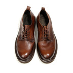Men's Full-Grain Leather Derby Shoes – British Vintage | Round Toe | Lace-Up | Black & Dark Brown | EU 38–44 | Hooriva