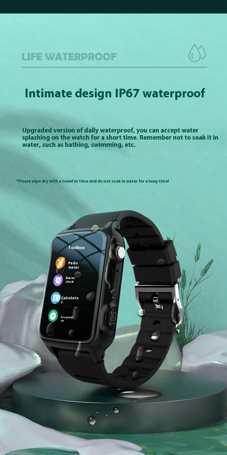 Elderly 4G GPS Smart Watch – Anti-Lost Positioning, Heart Rate & Step Counter | Black & Red