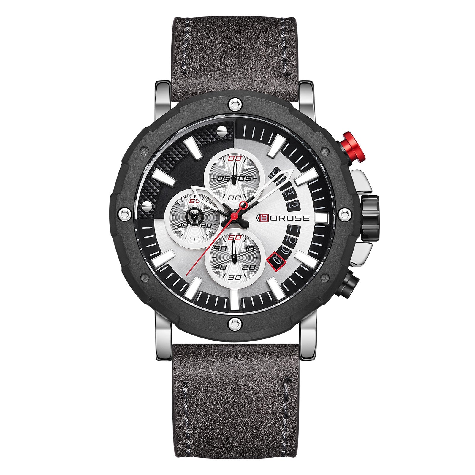 Men's Genuine Leather Luminous Quartz Watch – Waterproof Alloy Case