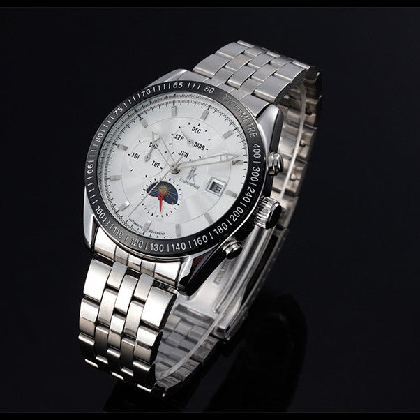 Men's Mechanical Watch | Transparent Case Back, Luminous, Calendar, 43mm Dial