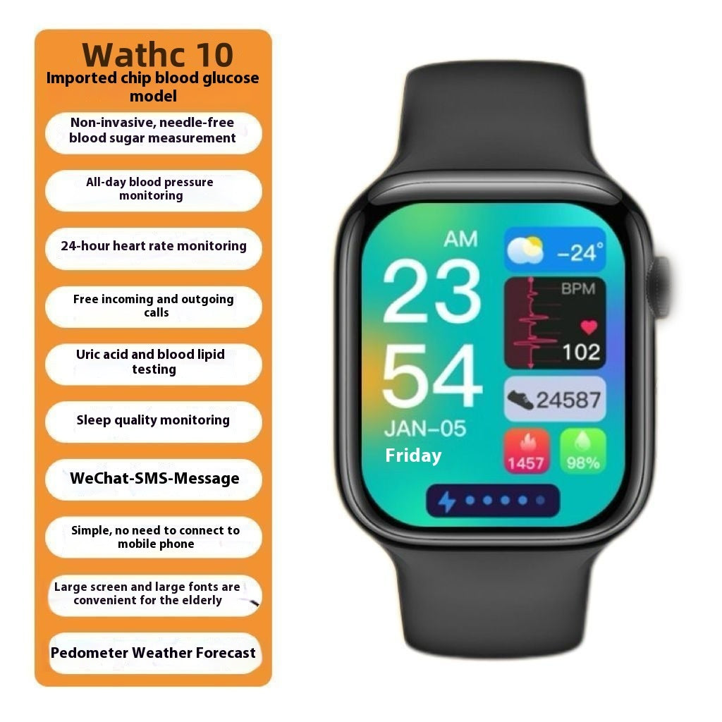Health Smart Watch – Needle-Free Blood Sugar, Blood Pressure, Uric Acid & Bluetooth Calling