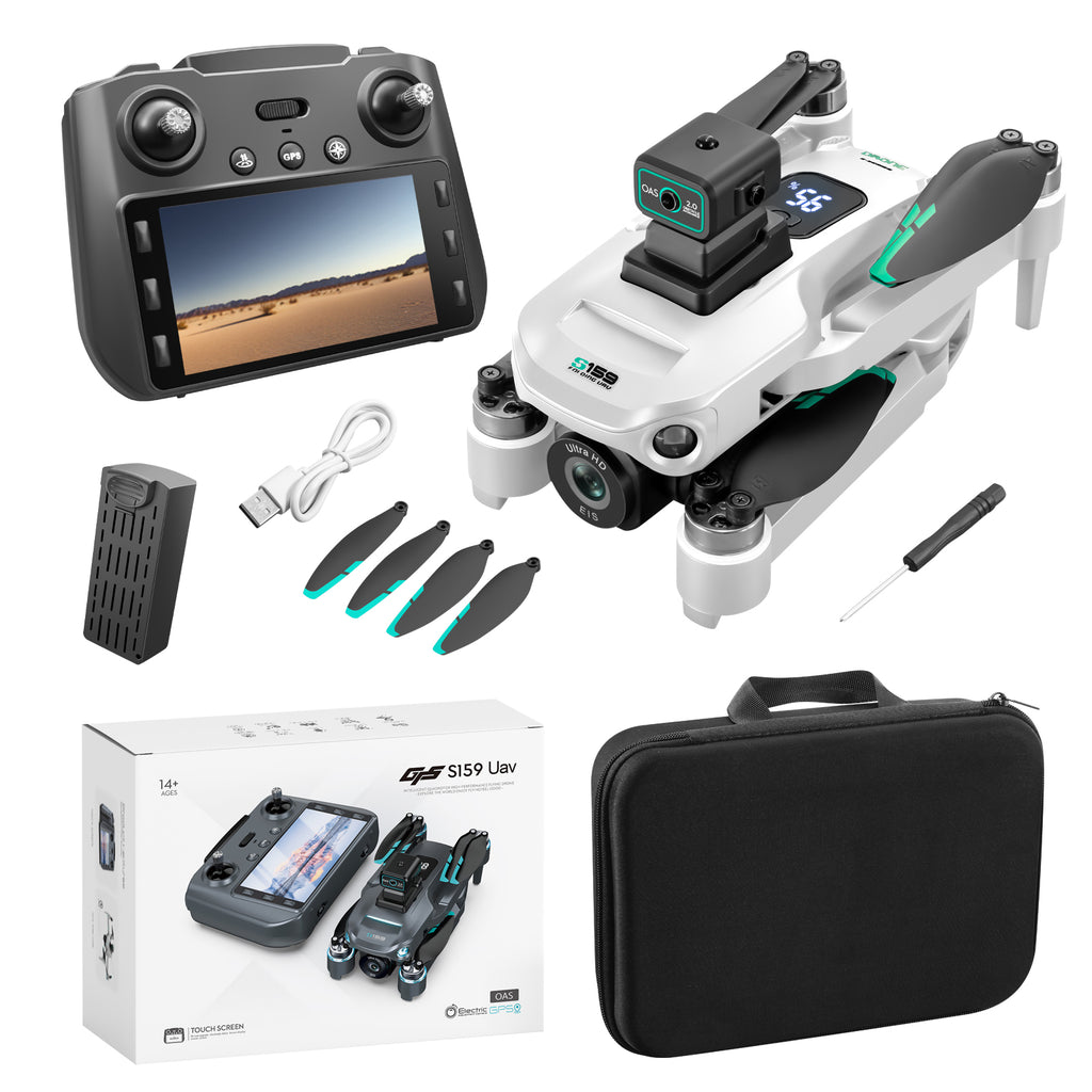 طائرة درون S159 بنظام تحديد المواقع GPS مع كاميرا 8K – تصوير جوي 5G بتقنية WiFi FPV، وجهاز تحكم مع شاشة