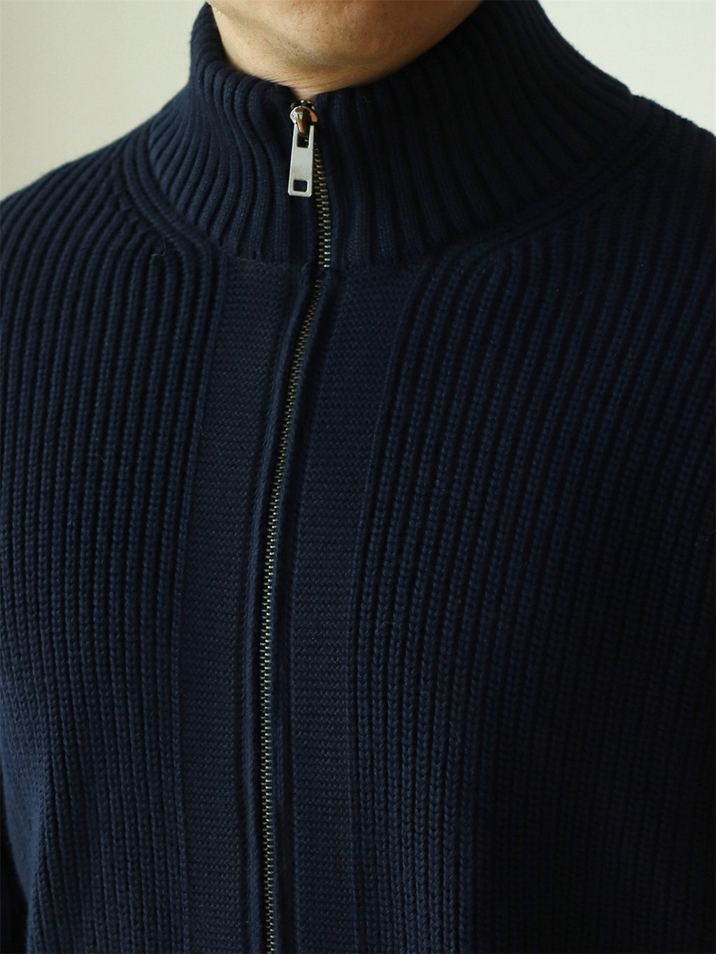 Men's Heavyweight Modal Double-Zip Jacket – Anti-Pilling | Semi-High Neck | Black & Navy Blue | S–3XL | Hooriva