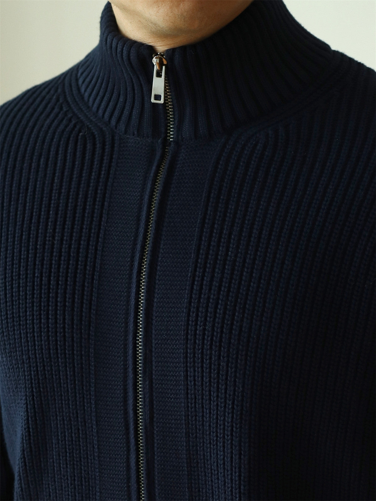 Men's Heavyweight Modal Double-Zip Jacket – Anti-Pilling | Semi-High Neck | Black & Navy Blue | S–3XL | Hooriva