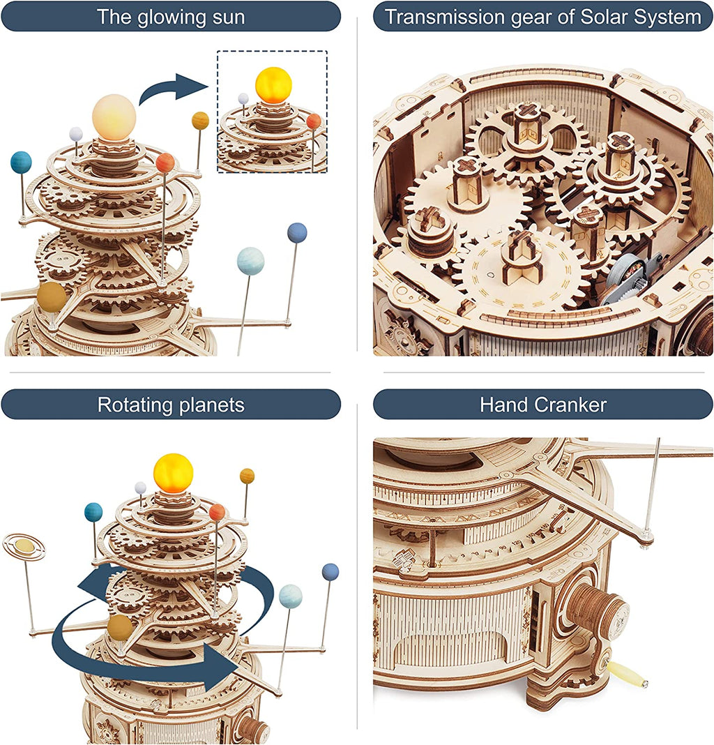 Robotime ROKR Mechanical Orrery 3D Wooden Puzzle – 316pcs Solar System Model
