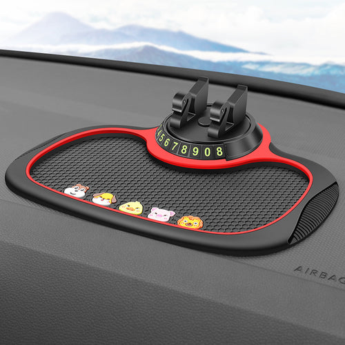 Cartoon Dashboard Phone Holder & Anti-Slip Mat with Number Plates | Car Organiser