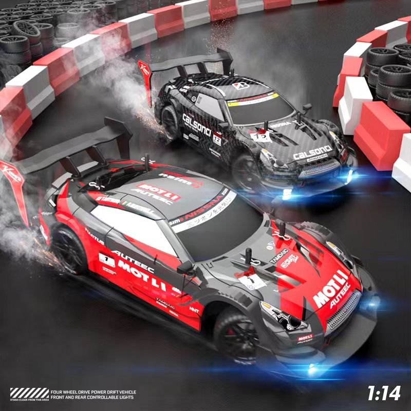 RC 4WD Drift Car 1:14 Scale - 2.4G Remote Control Racing Car with LED Lights & Rechargeable Battery