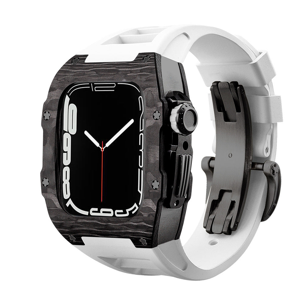 Carbon Fibre Apple Watch Strap | Fluoroelastomer Band with Stainless Steel Clasp | HOORIVA