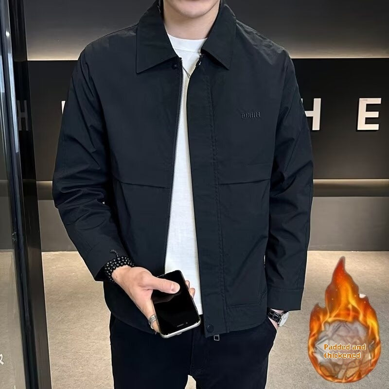 Men's Minimalist Lapel Workwear Jacket | Loose Fit, Cotton Blend, Acetate Lined | HOORIVA