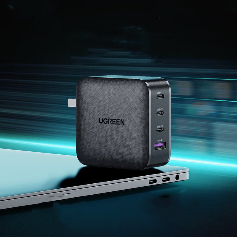 65W GaN 4-Port Charger – USB-C PD Fast Charging for Laptops, Phones & Tablets | Foldable Plug