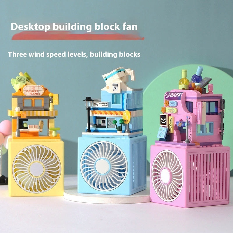 Street View Building Blocks Fan Toy | USB, 3-Speed, 36dB Quiet | HOORIVA