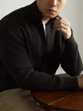 Men's Heavyweight Modal Double-Zip Jacket – Anti-Pilling | Semi-High Neck | Black & Navy Blue | S–3XL | Hooriva