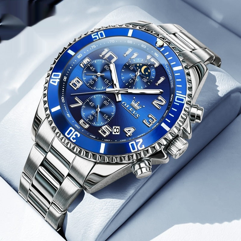 Men's Sports Steel Belt Watch | Multi-Function Wristwatch in 8 Colourways