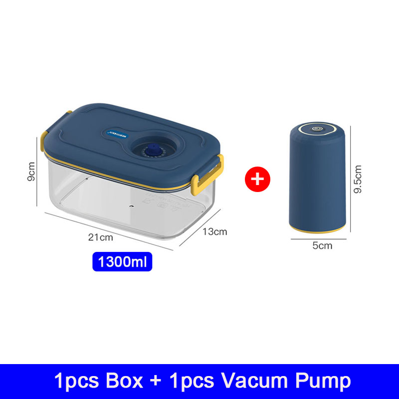 Electric Vacuum Seal Lunch Box with Divided Compartments – Clear Airtight Bento Box with Pump (1000ml / 1300ml)