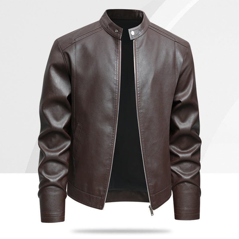 Men's PU Faux Leather Jacket | Slim Fit, Waterproof, M–8XL, Black & Coffee | HOORIVA