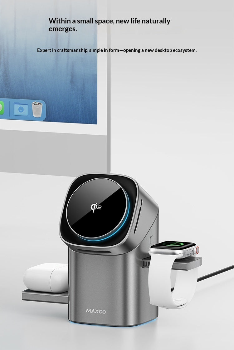 3-in-1 Qi2 Magnetic Wireless Charger – Fast Charge for iPhone, AirPods & Apple Watch | Hooriva
