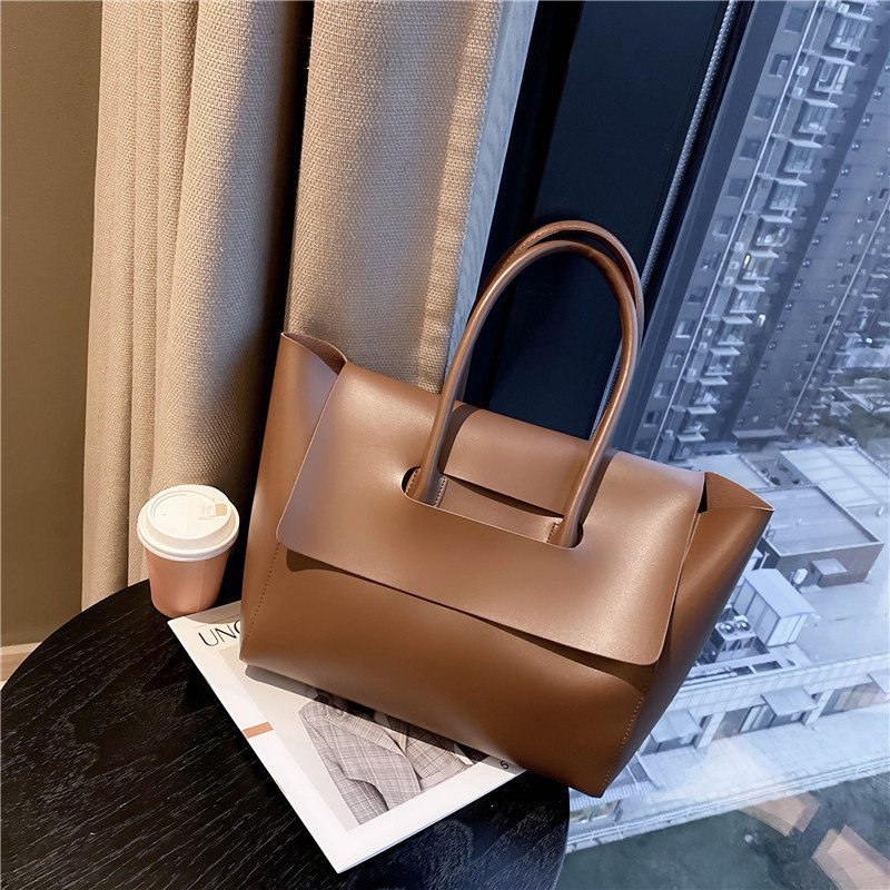 Women's Retro PU Leather Tote Bag – Large Capacity Shoulder Handbag