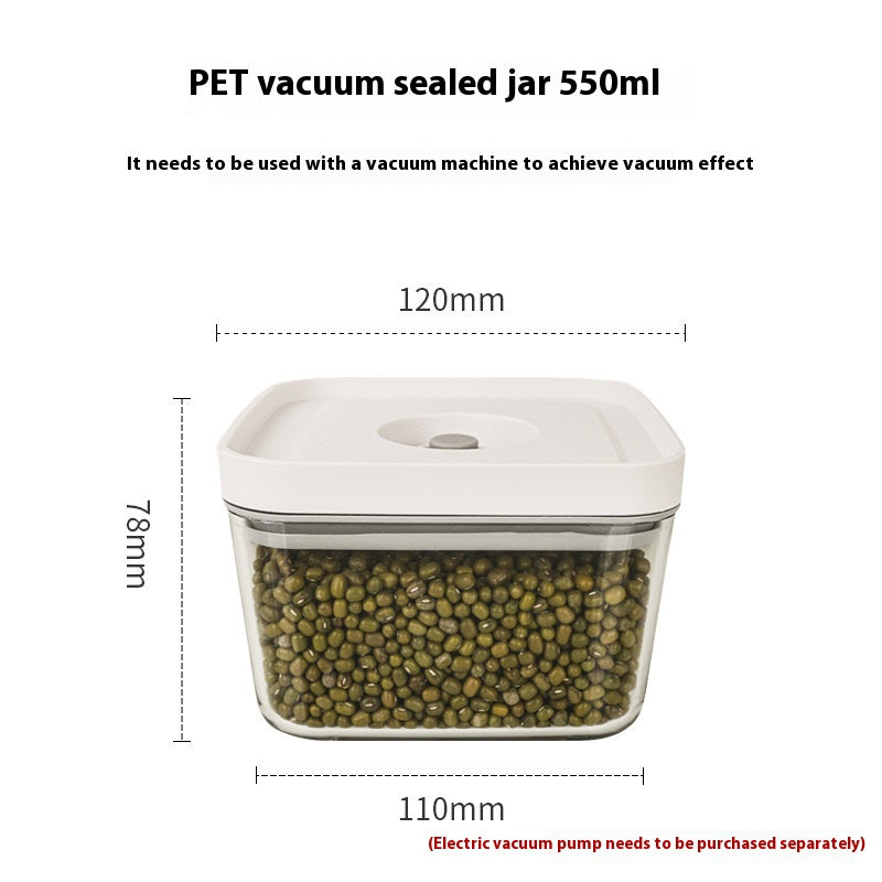 Vacuum Seal Food Storage Canister – Borosilicate Glass & PET Stackable Jars with Electric Pump (450ml–2500ml)