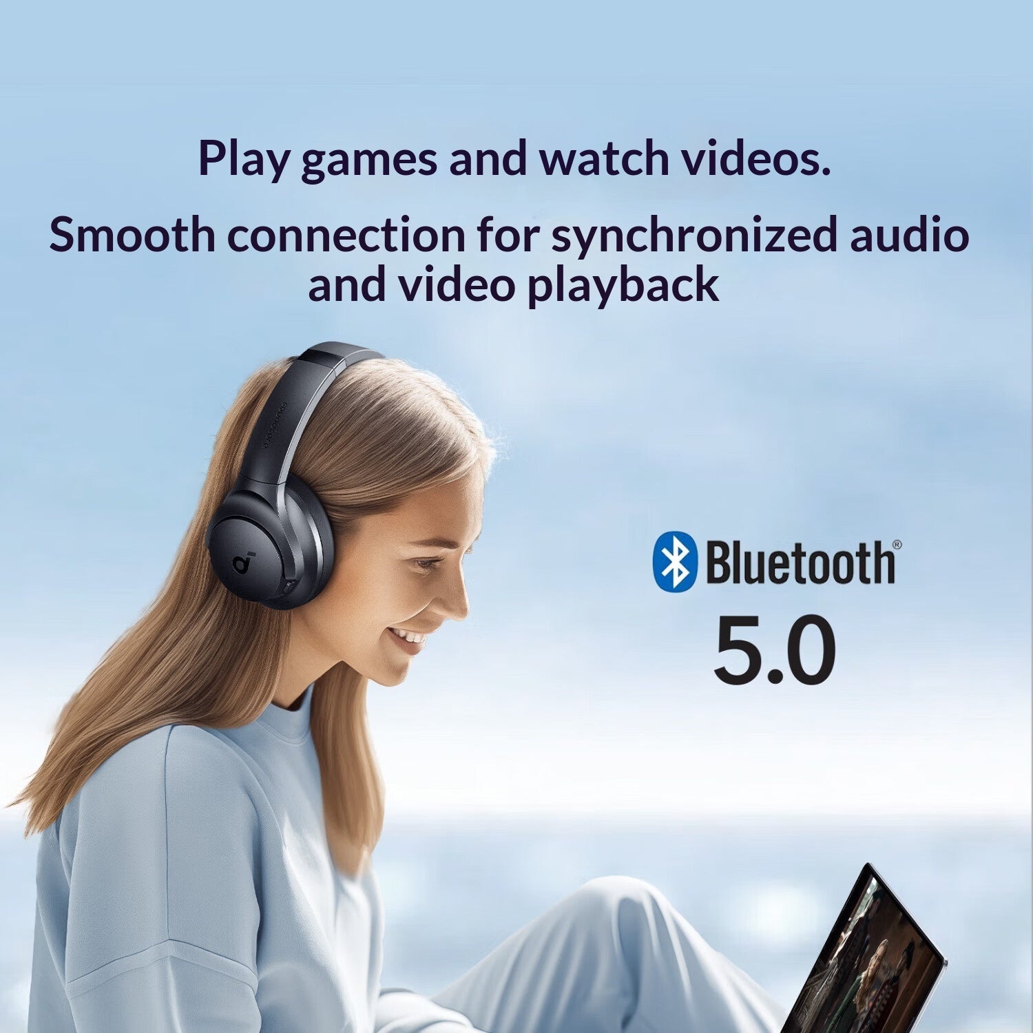 سماعات رأس Soundcore Q20i توضع فوق الأذن | إلغاء الضوضاء النشط | صوت عالي الدقة | بلوتوث 5.0
