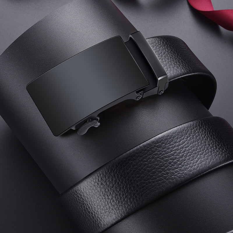 Classic brown PU leather ratchet belt for men - 120cm length