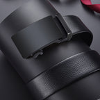 Classic brown PU leather ratchet belt for men - 120cm length