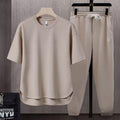 Men's Summer Athletic 2-Piece Set – Short Sleeve Crew Neck T-Shirt & Cropped Jogger Pants in 5 Colours