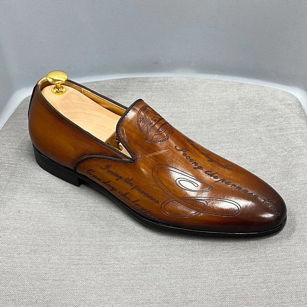 Men's Italian Hand-Painted Cowhide Leather Dress Shoes – Retro Oxford, EU 38–47 | Hooriva